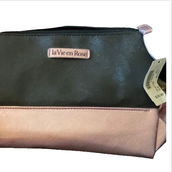 La Vie En Rose Cosmetic Bag NWOT Metallic Pink/Rose Gold - Picture 5 of 11